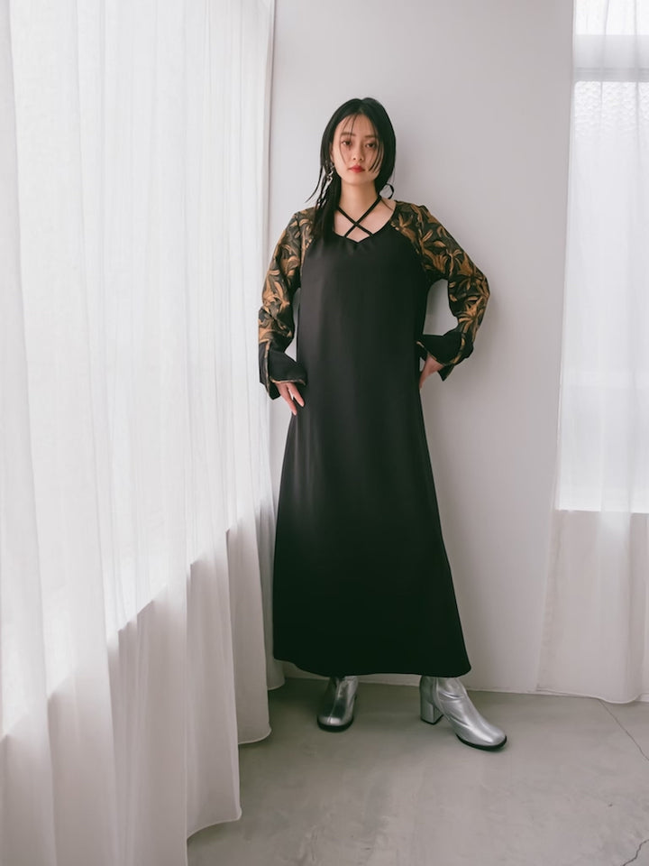 Cross Neck JQ Sleeve Dress – MARTE