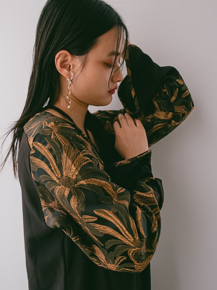 ワンピース marte vintage/Cross neck JQ sleeve dress Cross Neck JQ Sleeve Dress – MARTE