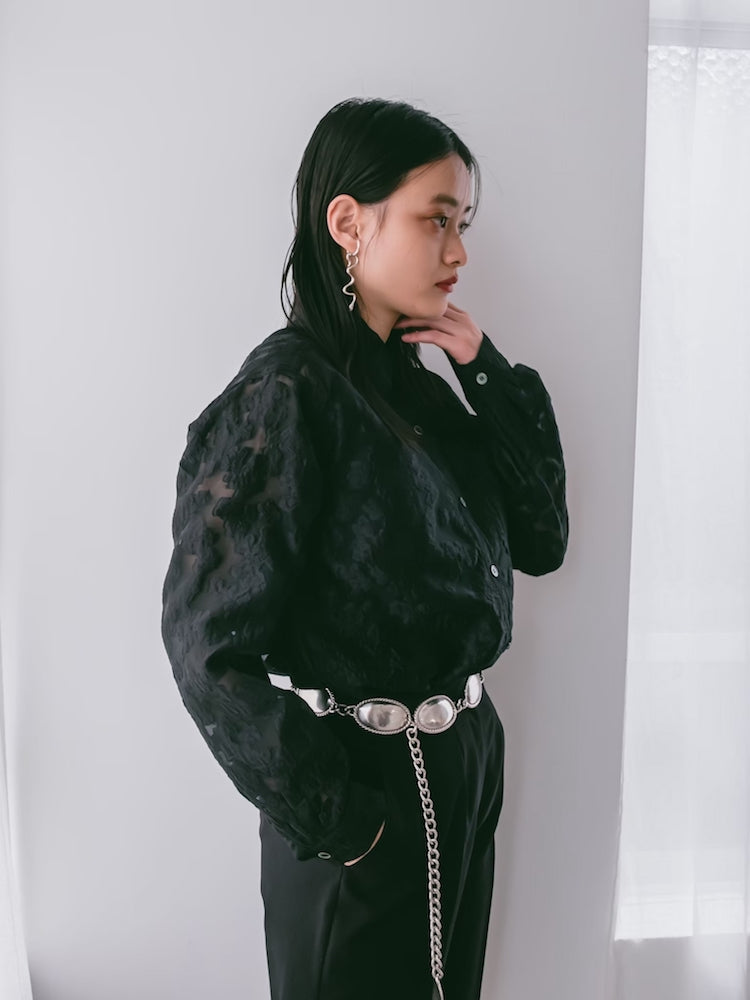 【最終値下】sahara Embroidery Sheer Shirt ブラック Embroidery Sheer Shirt – MARTE