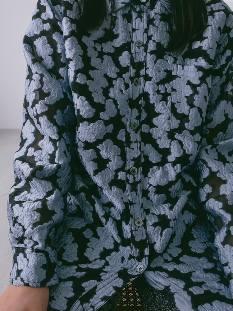 ☆美品☆【sahara】Embroidery Sheer Shirt Black - メルカリ