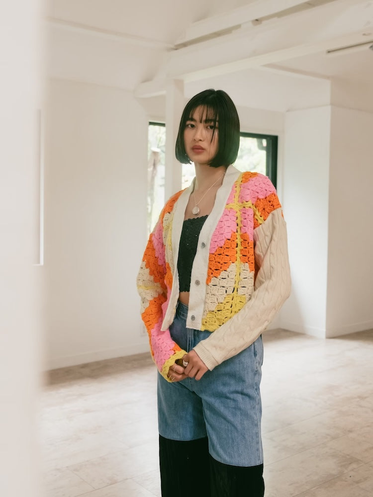 Patchwork Cardigan / Orange