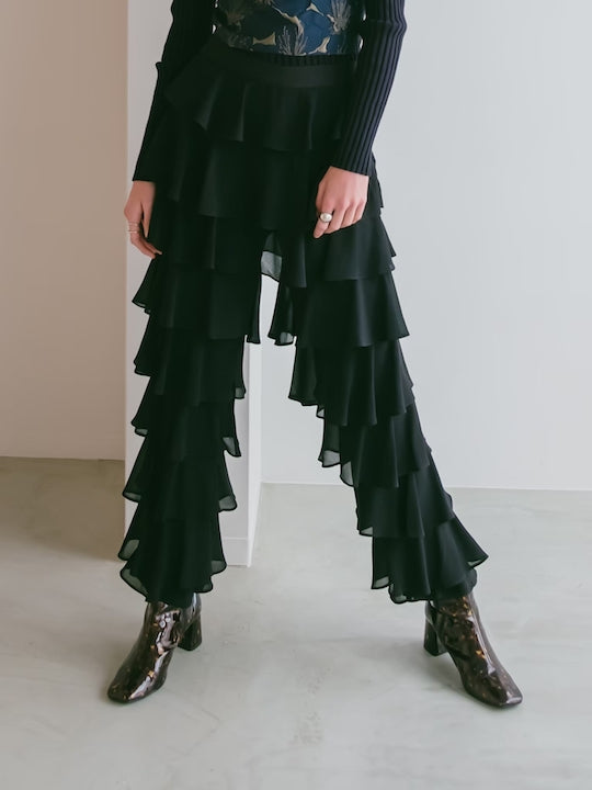 sahara MARTE ブラック黒ティアードパンツ