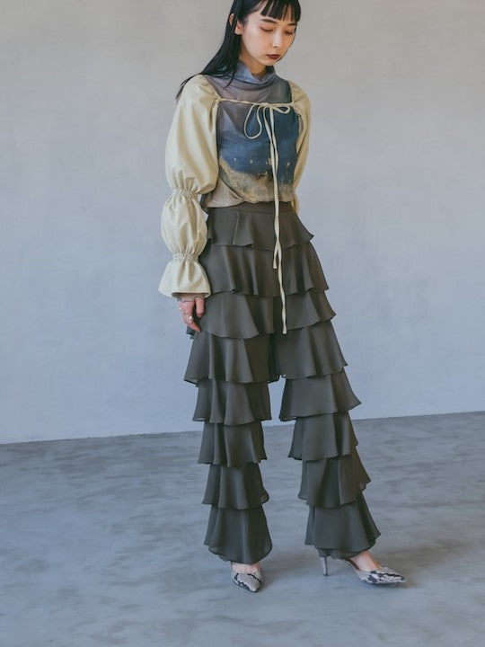 sahara MARTE ブラック黒ティアードパンツ