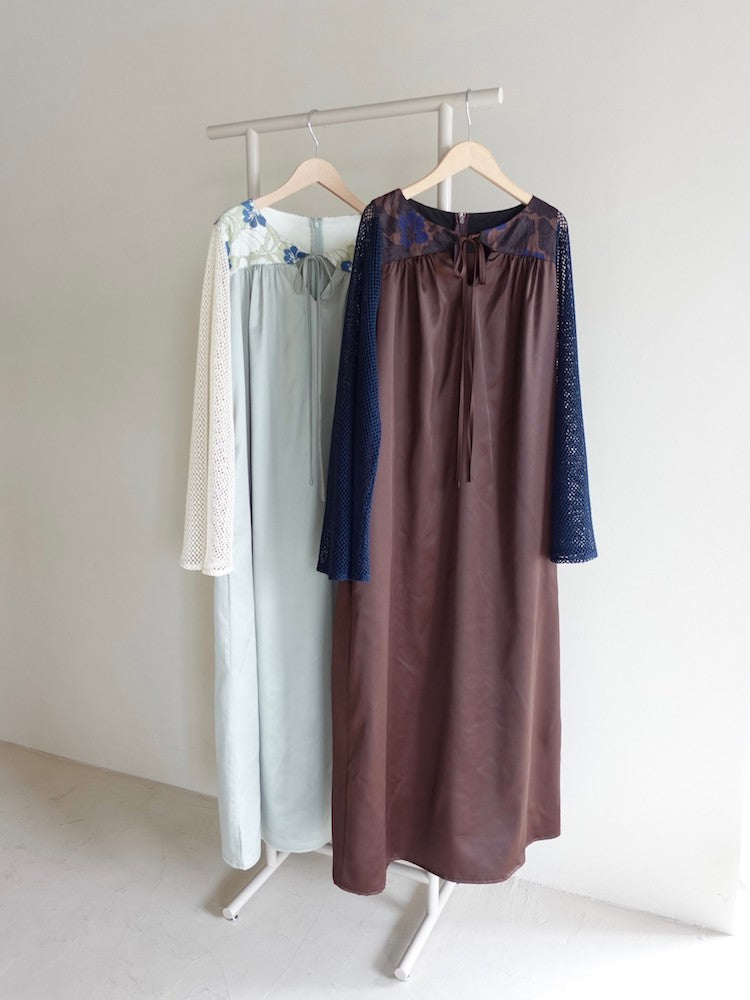 sahara Mesh Sleeve Dress ブラウン Mesh Sleeve Dress｜メッシュスリーブドレス – MARTE
