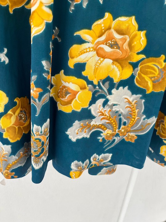 70s Turquoise Yellow Flower Dress