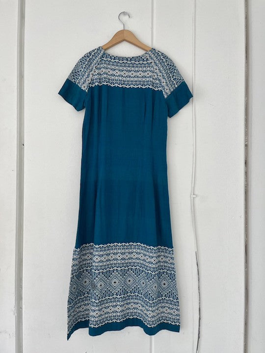 Cotton Embroidery Blue Dress