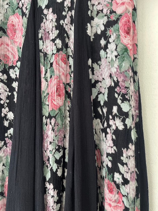 Floral Rayon Black Dress