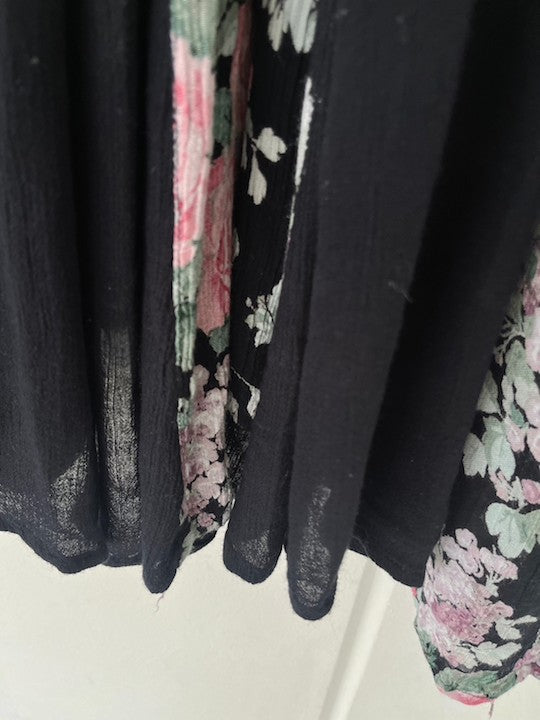 Floral Rayon Black Dress