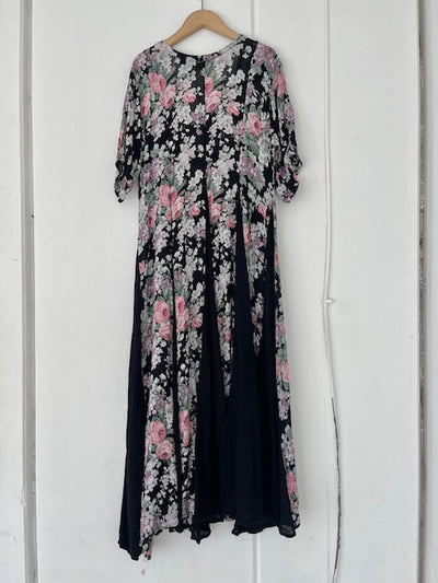 Floral Rayon Black Dress