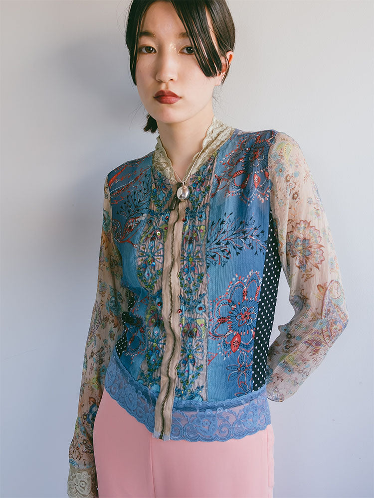 トップス MARTE Chinois Layered Tops Chinoiserie Vest Layered Top｜シノワズリベストレイヤード
