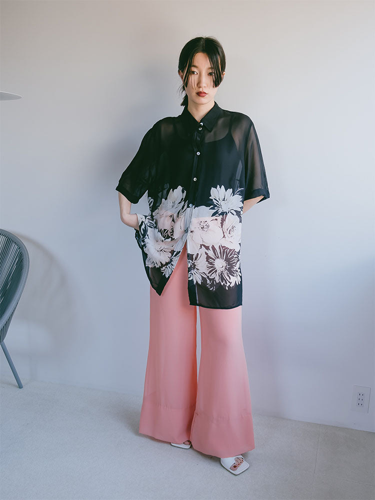 Black Sheer Flower Shirt – MARTE