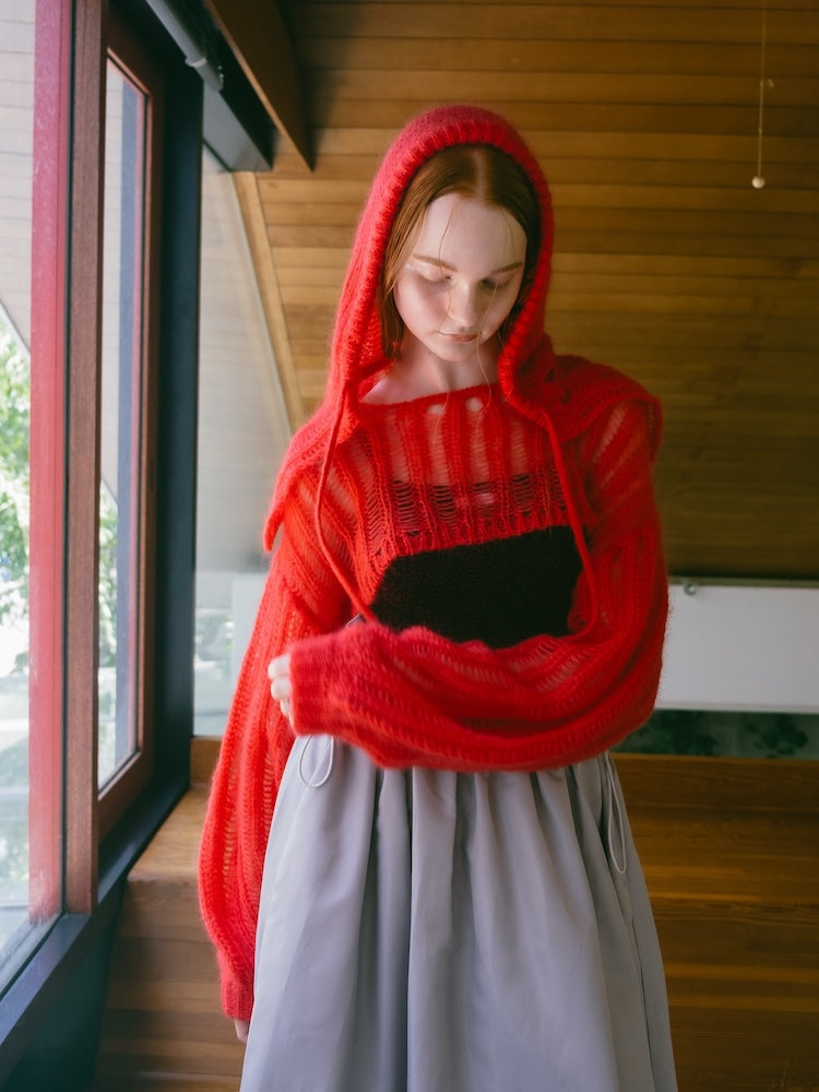 Kid Mohair Knit Hoodie｜フードマフラー – MARTE
