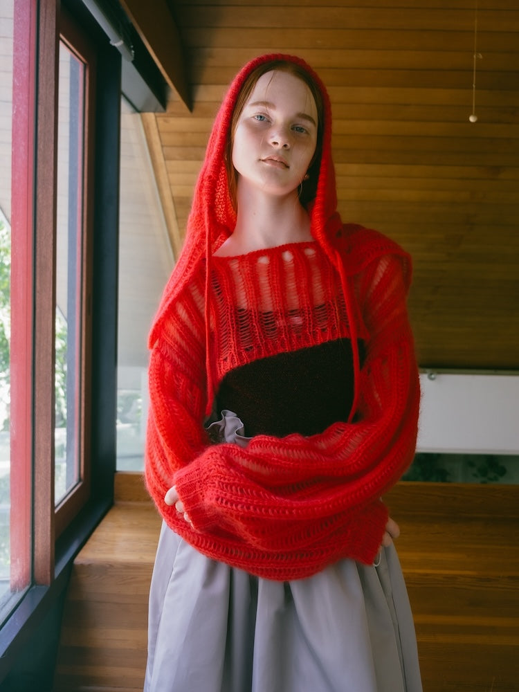 Kid Mohair Knit Hoodie｜フードマフラー – MARTE