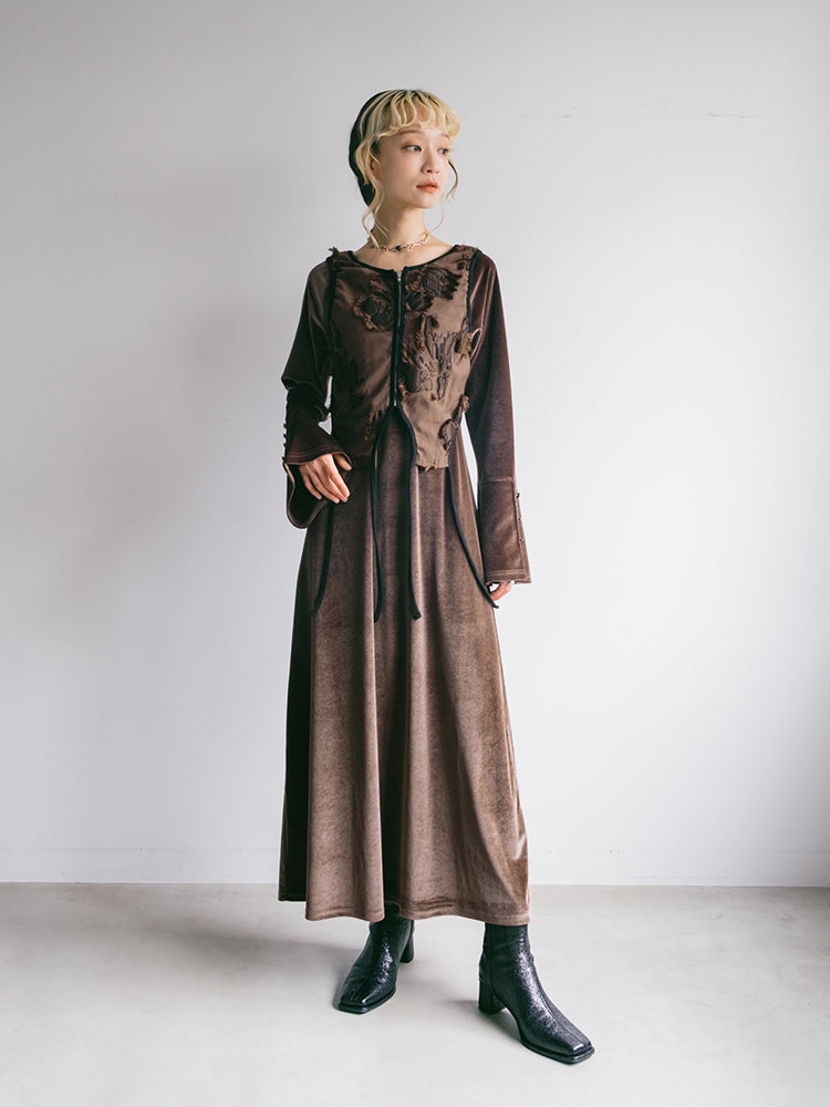 2way Vest Layered Velour Dress – MARTE