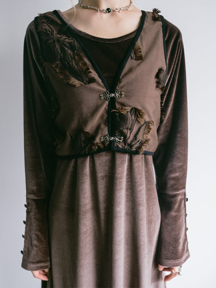 2way Vest Layered Velour Dress – MARTE