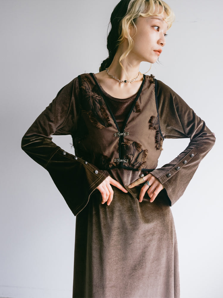 2way Vest Layered Velour Dress – MARTE