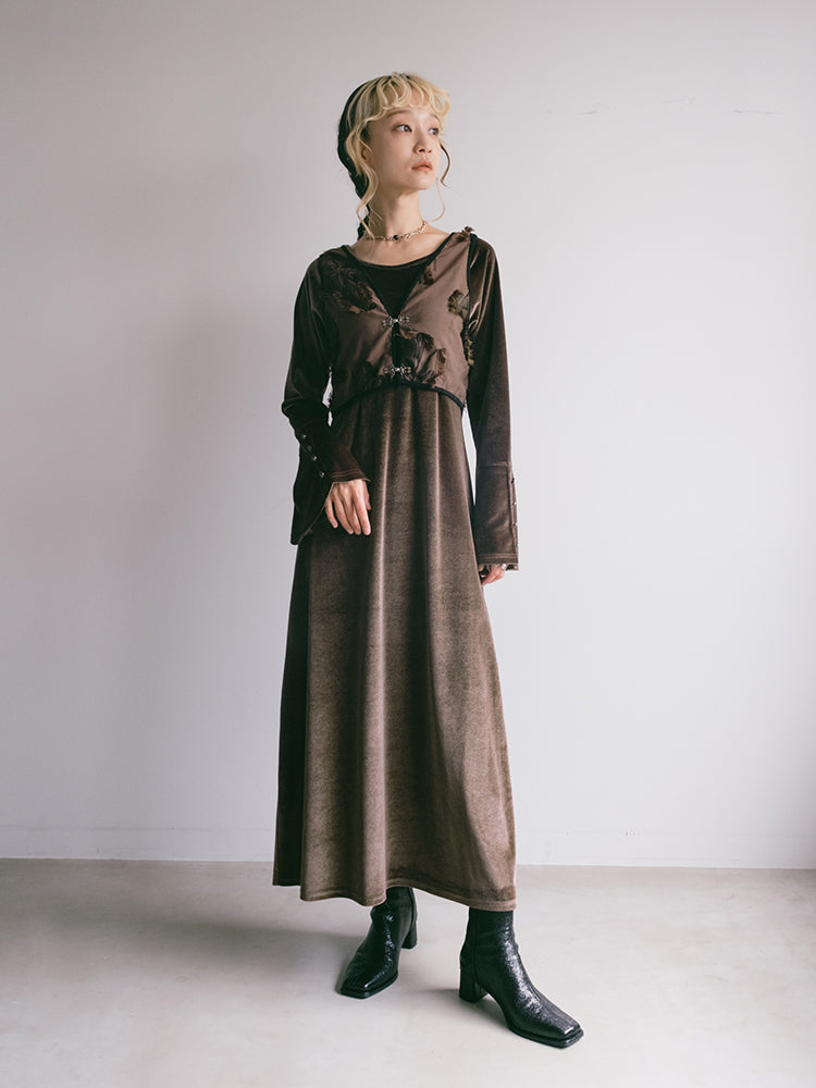 2way Vest Layered Velour Dress – MARTE