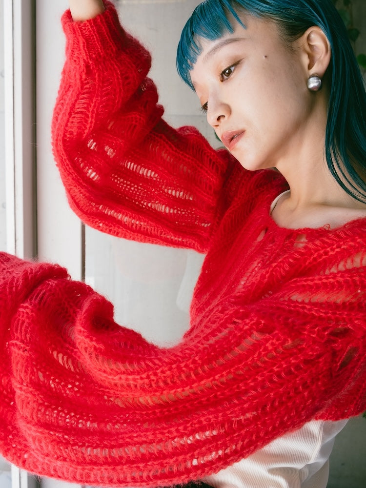 Kid Mohair Cropped Knit Pullover｜ショート丈モヘアニット – MARTE