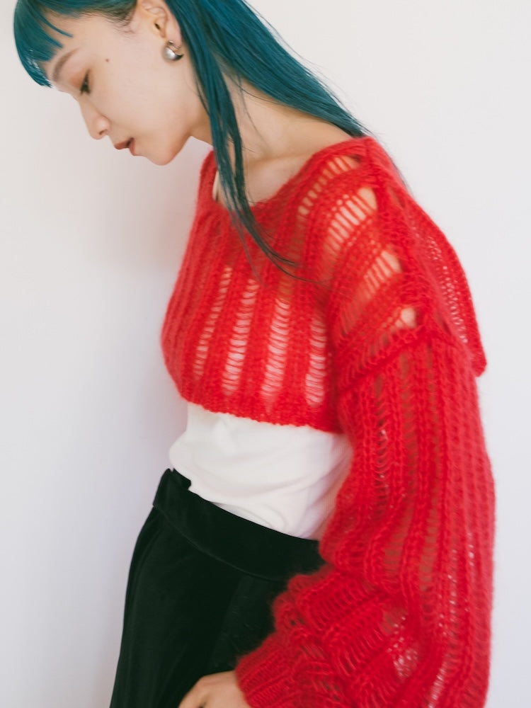 MOHAIR HOLEDROP KNIT(F WHITE): TOPSjosemoon