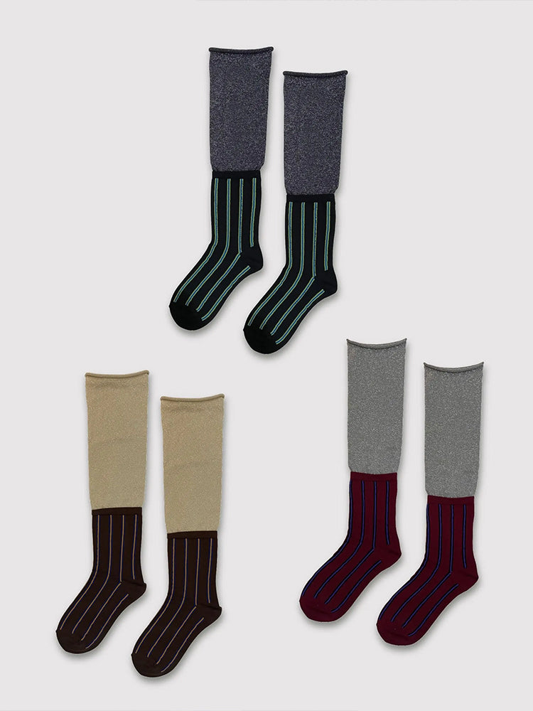 GLITTER SWITCHING STRIPE SOCKS