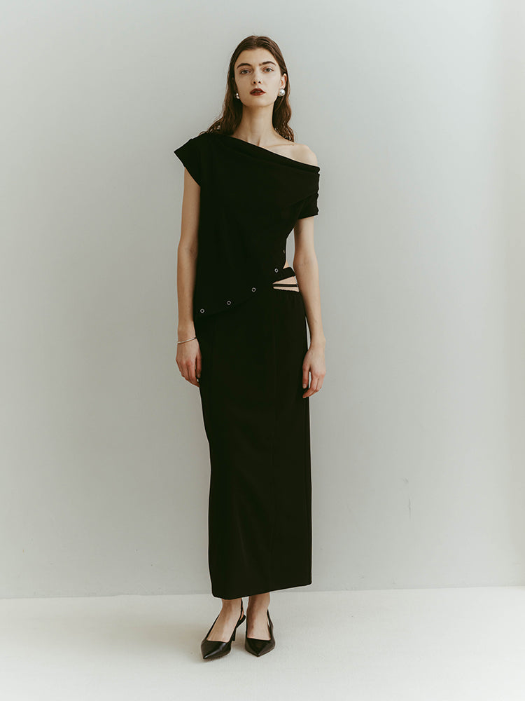 【未使用】heyon shoul tee ショルティー　バックスリットカットソー Ease One-Shoulder Tee｜ワンショルダーカットソー – MARTE