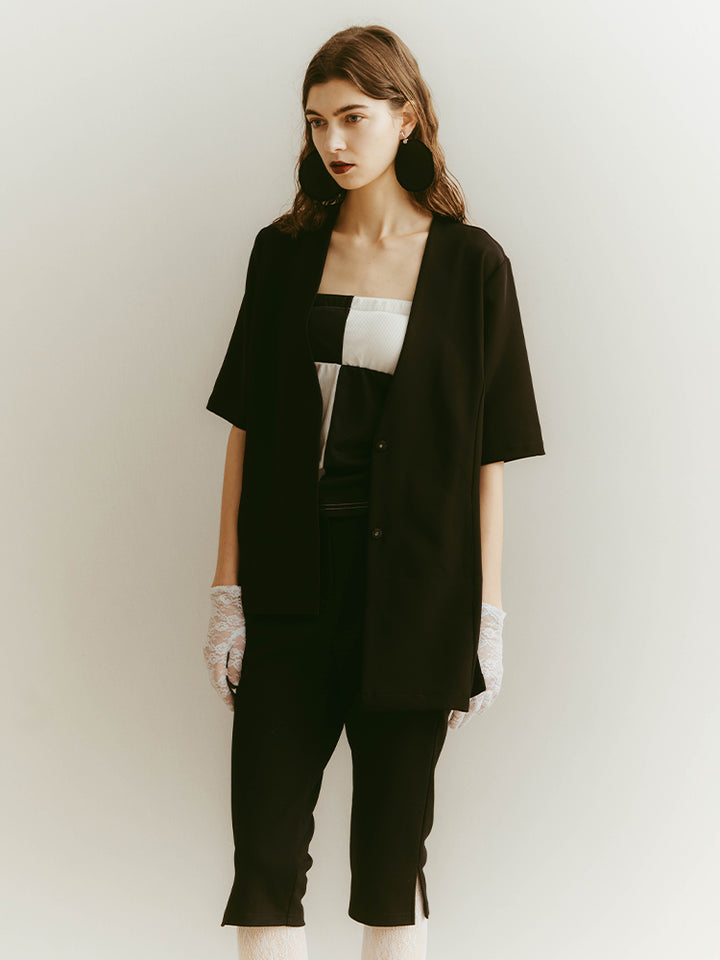 モデル身長：176cm / カラー：Black×Ivory