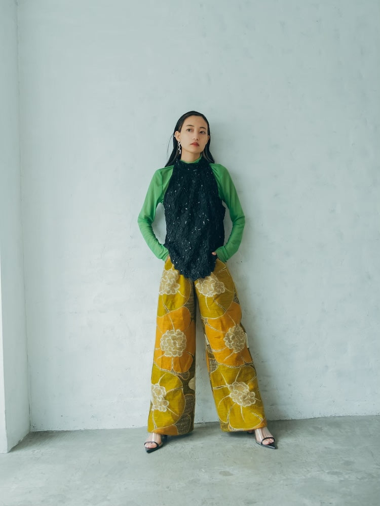 Patchwork Jacquard Pants / Yellow