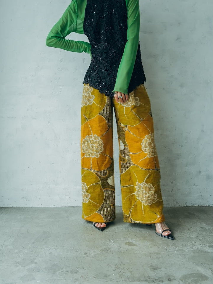 Patchwork Jacquard Pants / Yellow