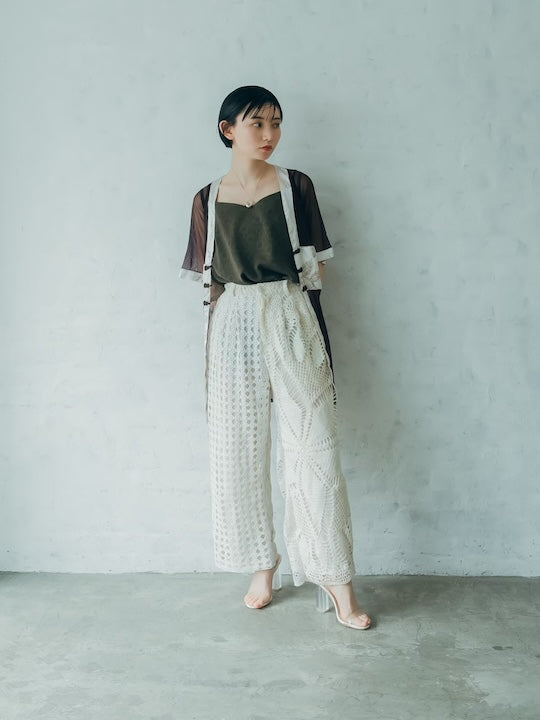 Patchwork Lace Pants / White2