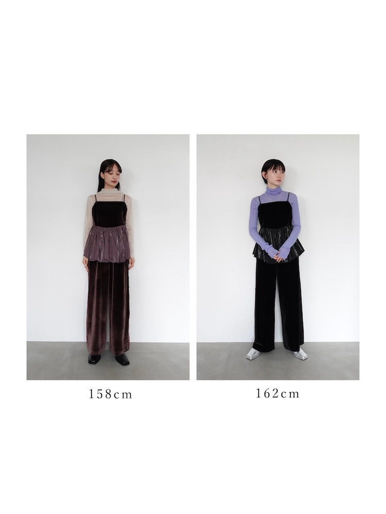 Side Gather Line Velour Pants