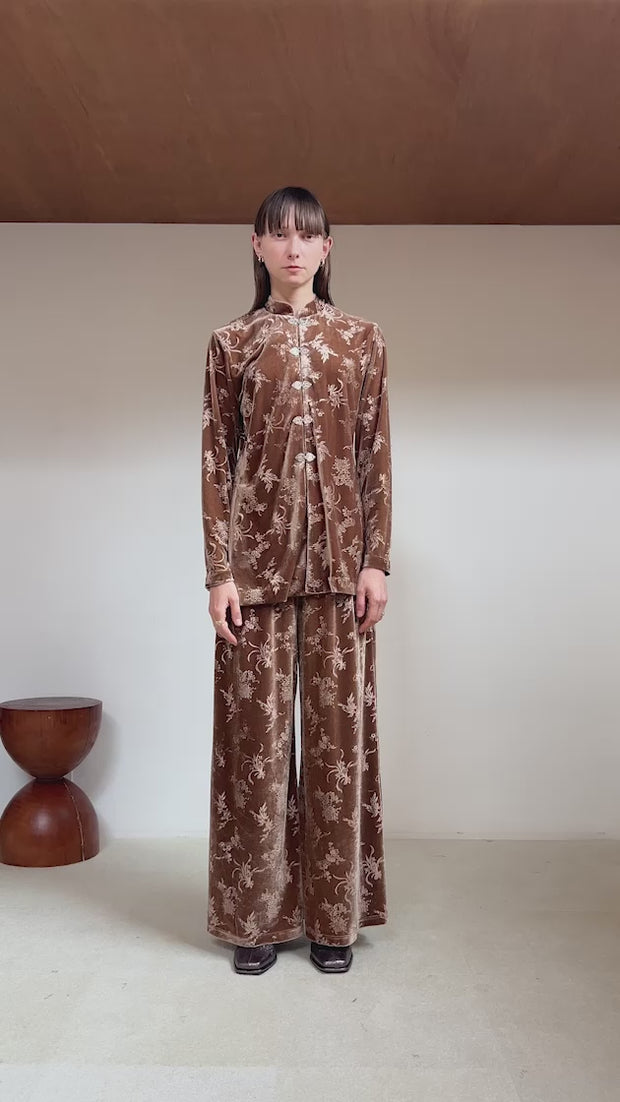 Velour China Hook Shirt｜チャイナボタンのベロアシャツ – MARTE
