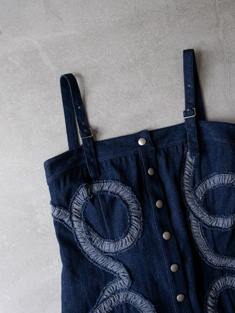 【3月上旬頃 お届け】Gathering Tape Denim Bustier