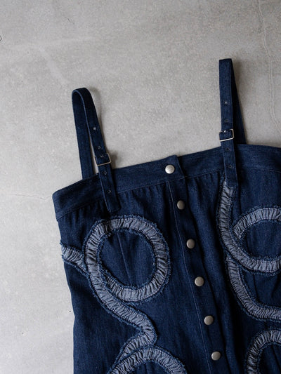 Gathering Tape Denim Bustier