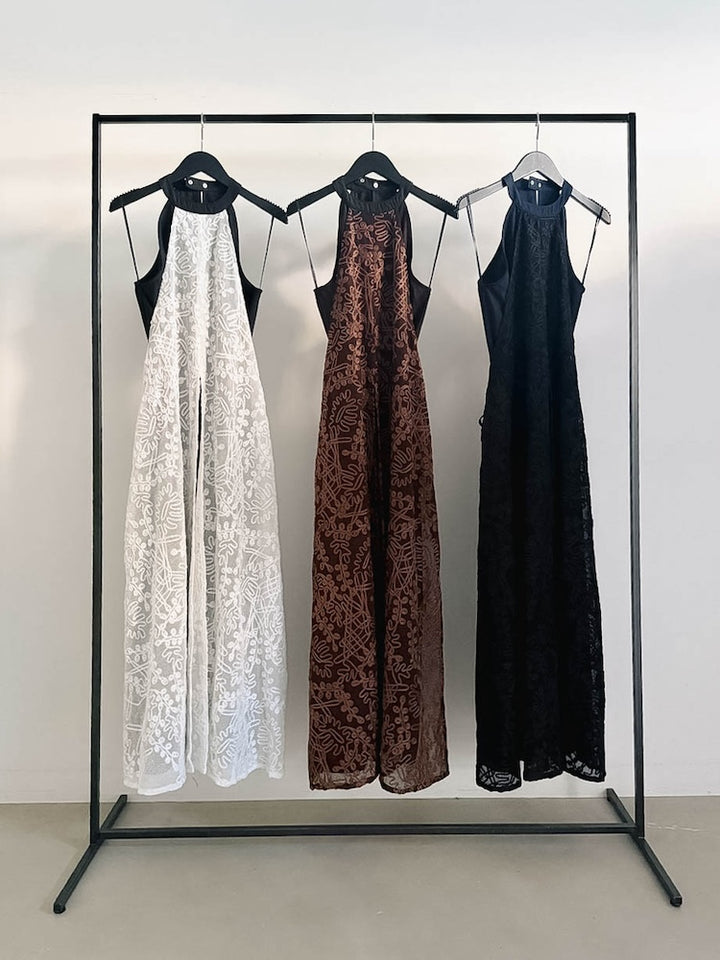 【EXB】Cord Embroidery Halter Neck Dress