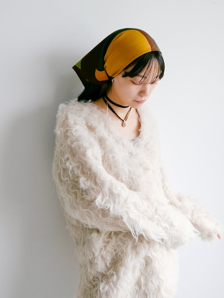 Vintage Scarf / Yellow Paint