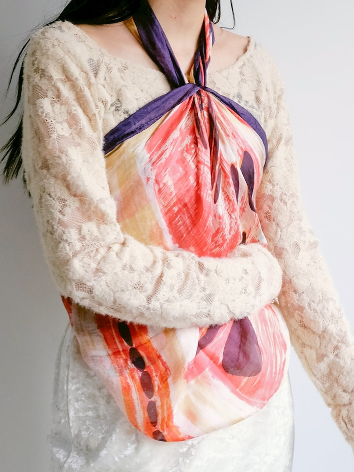 Vintage Scarf / Red Art