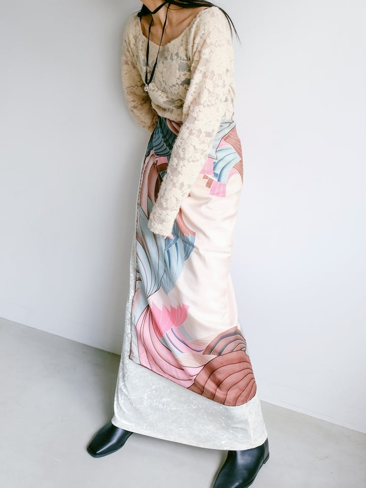 Vintage Scarf /  Pink Wave