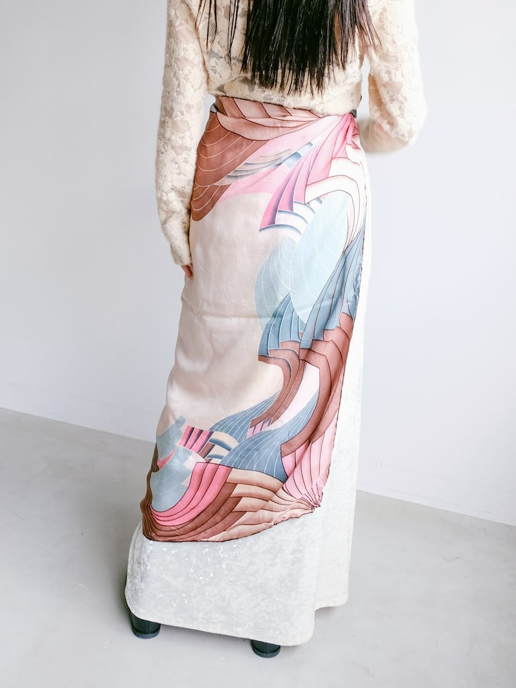 Vintage Scarf /  Pink Wave