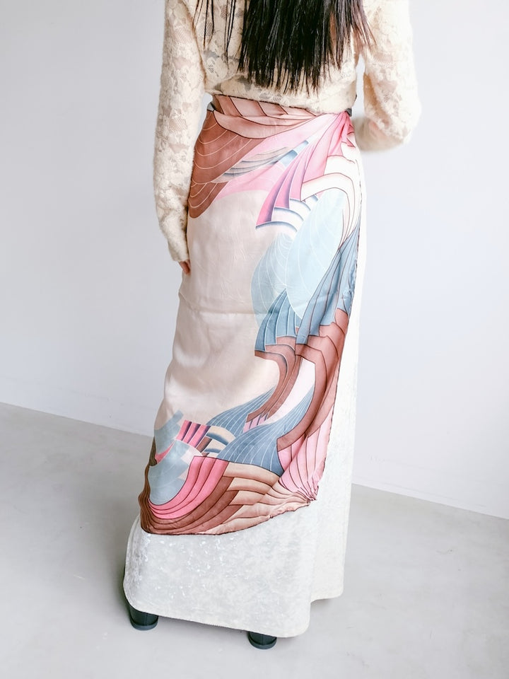 Vintage Scarf /  Pink Wave
