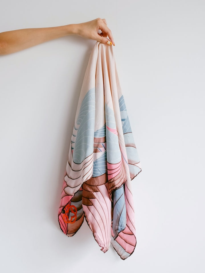 Vintage Scarf /  Pink Wave