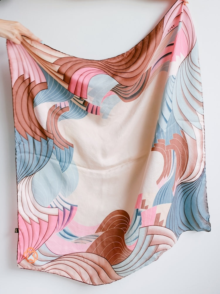 Vintage Scarf /  Pink Wave
