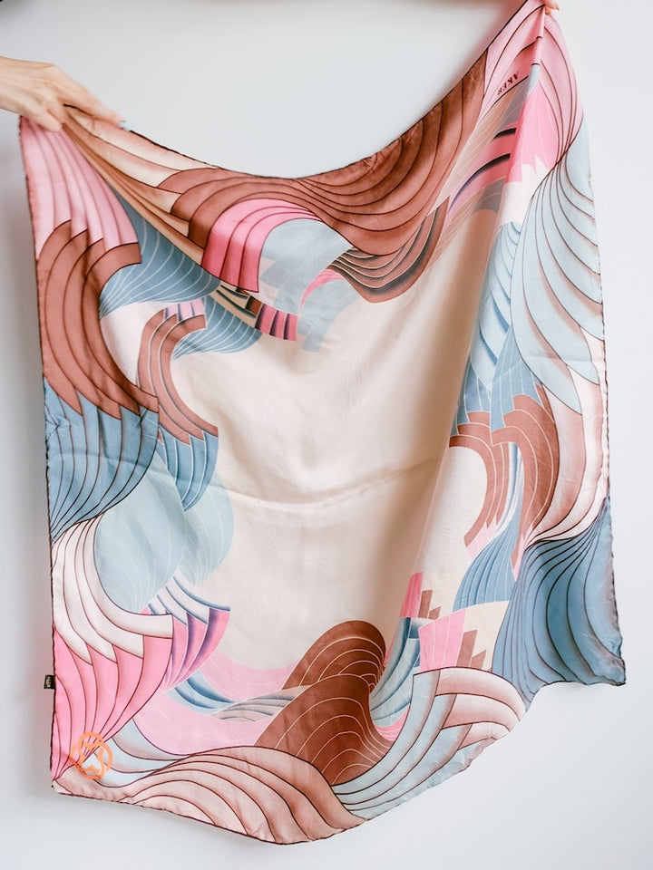 Vintage Scarf /  Pink Wave