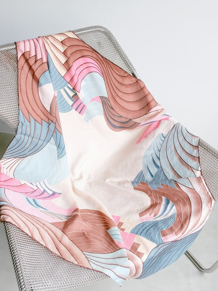 Vintage Scarf /  Pink Wave