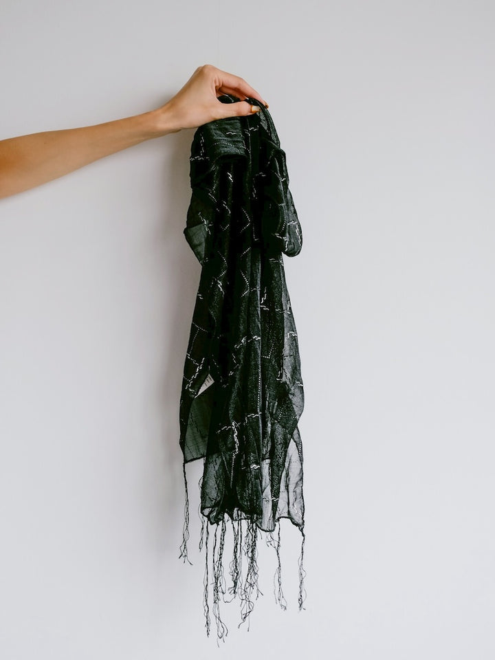 Vintage Scarf / Long Black