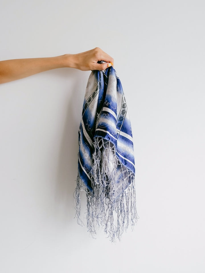 Vintage Scarf / Fringe Stripe