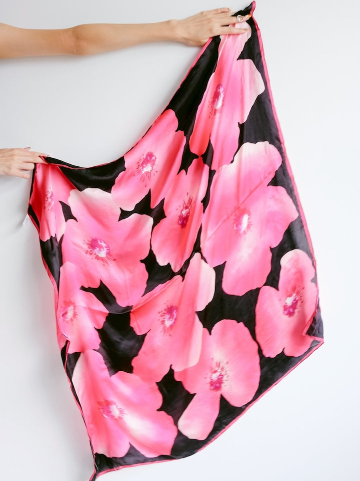 Vintage Scarf / Fuchsia Flower