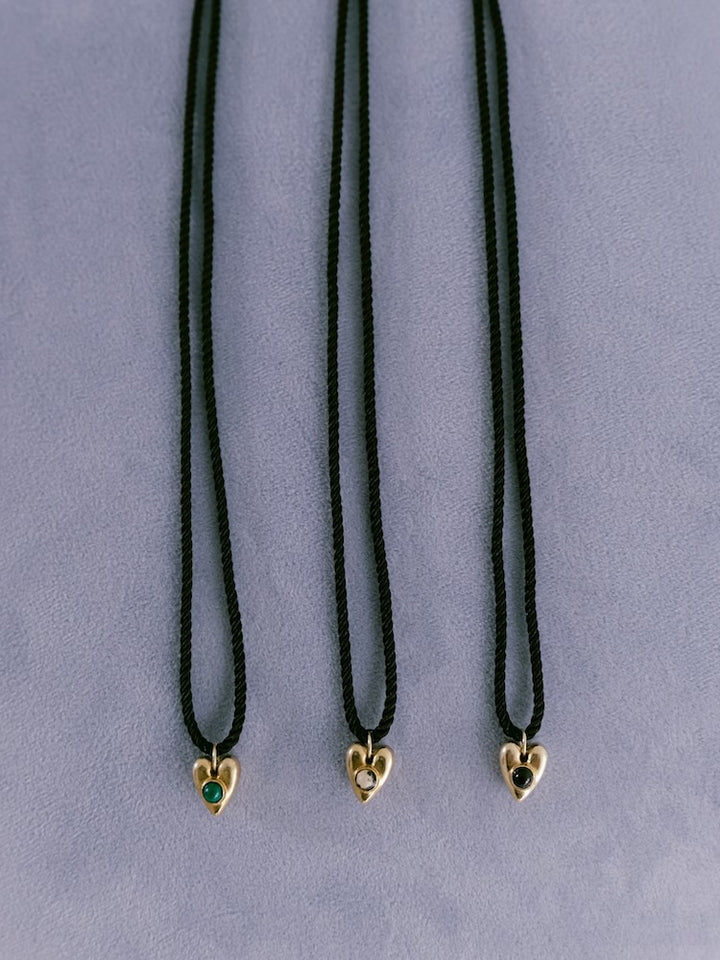 Stone Heart Cord Necklace