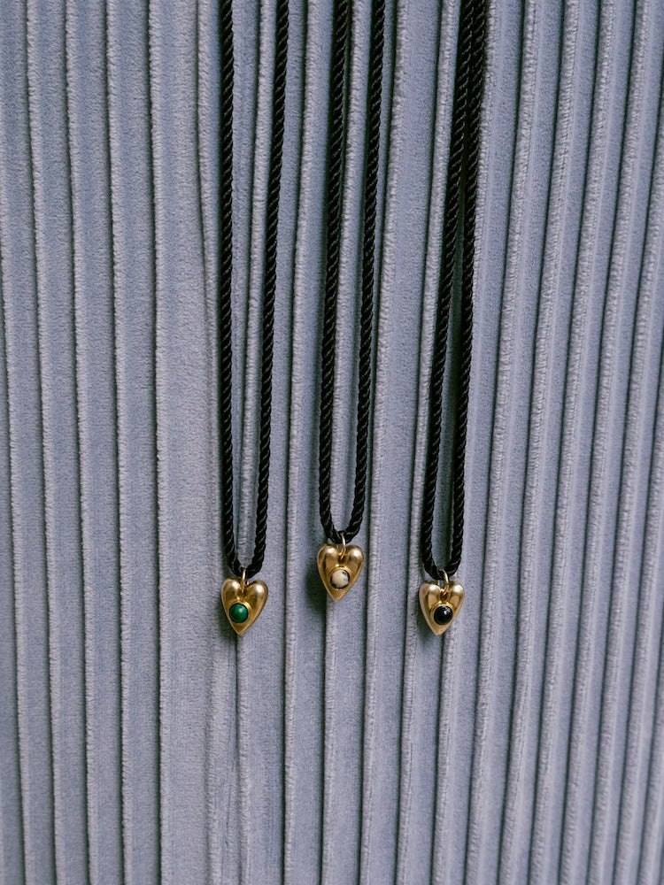 Stone Heart Cord Necklace