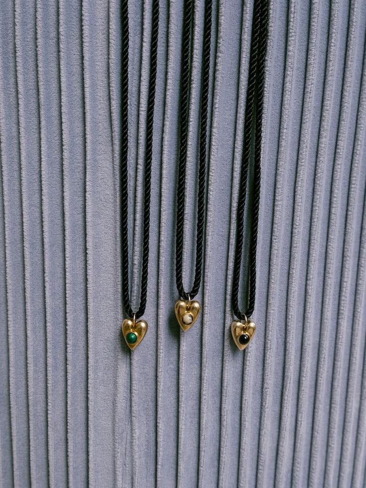 Stone Heart Cord Necklace