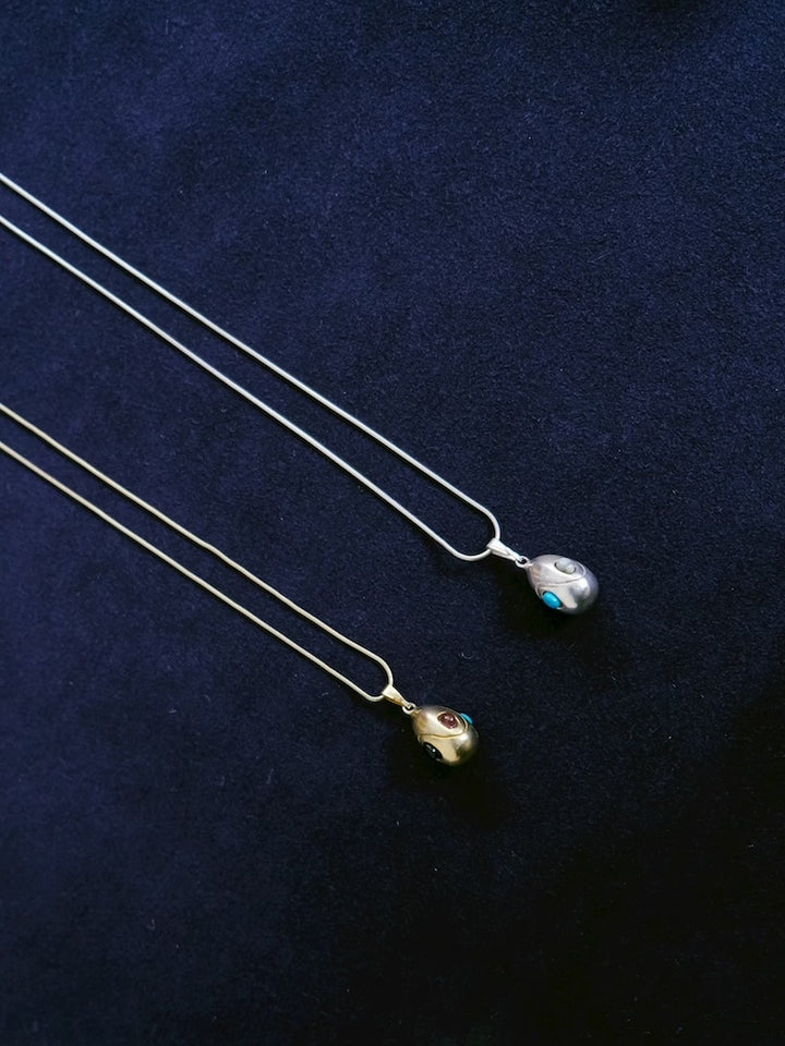 Stone Egg Snake Chain Necklace